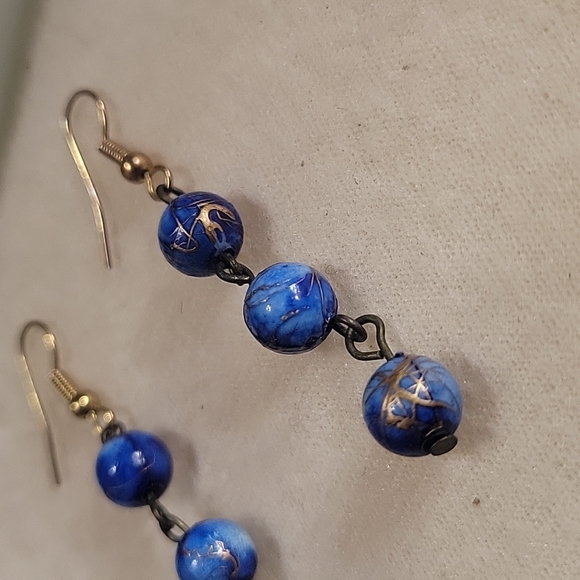 Blue Beaded Earrings - Picture 3 of 5